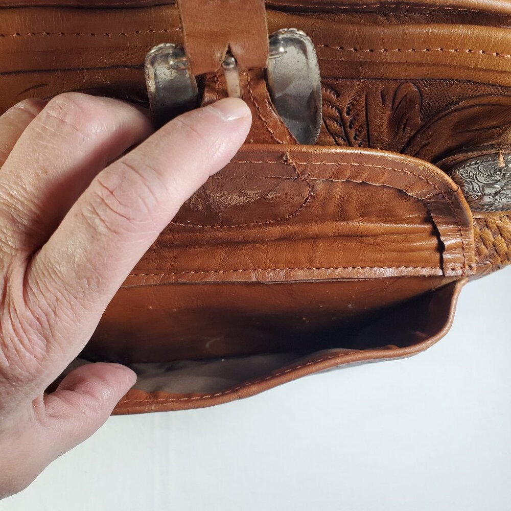 American West Tooled Leather Shoulder Bag - Picture 5 of 15